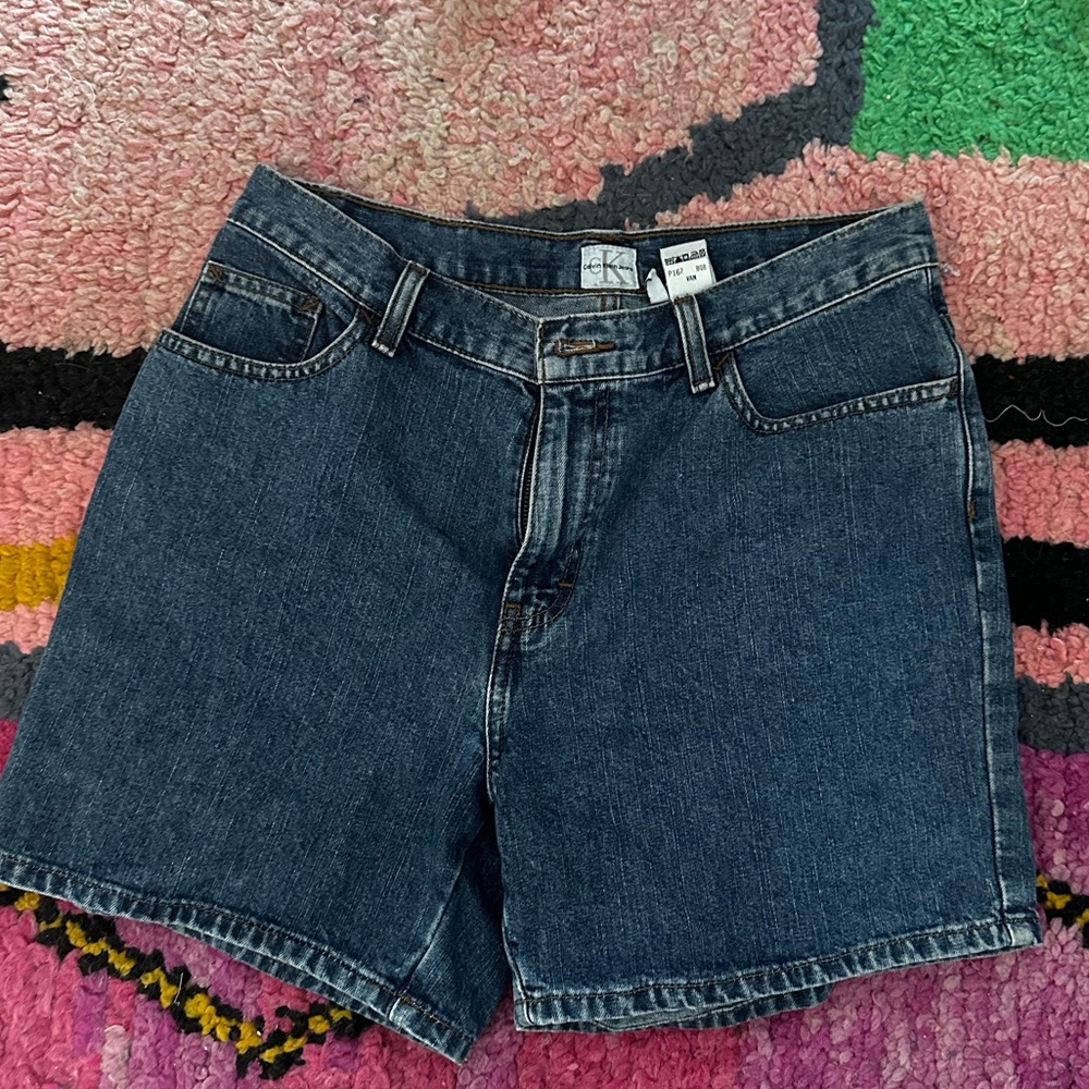 Vintage Calvin Klein dark wash denim mom shirts wide leg 8 100% cotton